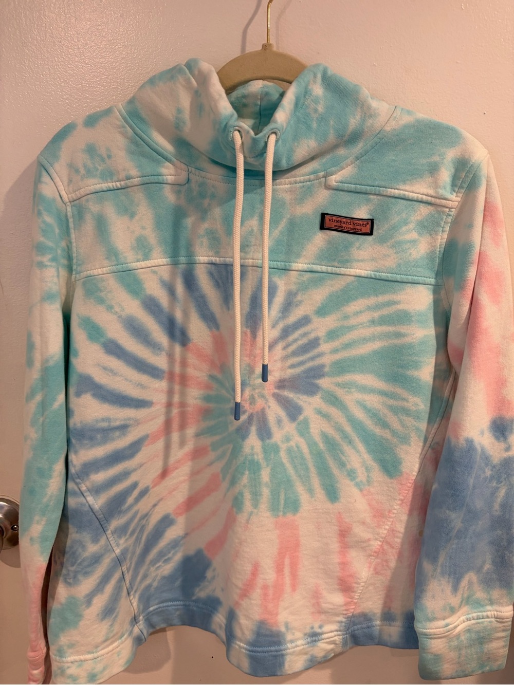 Vineyard Vines Pastel Tie-Dye Crewneck - Aqua & Pink - Picture 3 of 9